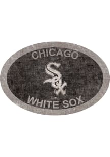 Chicago White Sox 46 Inch Oval Team Sign - Black