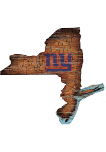 New York Giants Distressed State 24 Inch Sign - Brown
