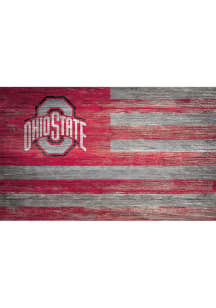 Ohio State Buckeyes Distressed Flag 11x19 Sign - Red
