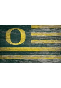 Oregon Ducks Distressed Flag 11x19 Sign - Green