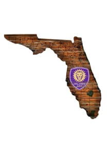 Orlando City SC Distressed State 24 Inch Sign - Brown