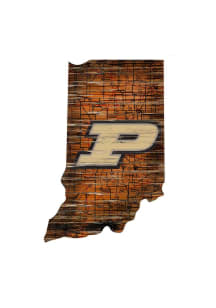 Purdue Boilermakers Distressed State 24 Inch Sign - Brown
