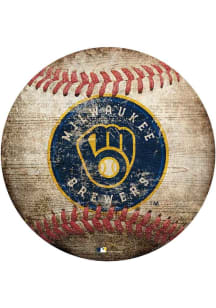 Milwaukee Brewers Baseball Shaped Sign - Navy Blue