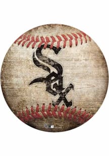 Chicago White Sox Baseball Shaped Sign - Black