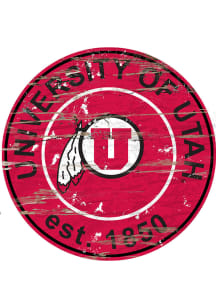 Utah Utes Established Date Circle 24 Inch Sign - Red