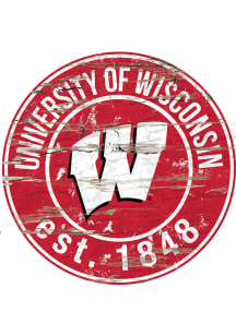 Wisconsin Badgers Established Date Circle 24 Inch Sign - Red