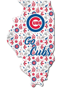 Chicago Cubs Floral State Sign - Blue