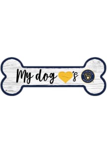 Milwaukee Brewers Dog Bone 6x12 Sign - Navy Blue
