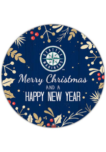 Seattle Mariners Merry Christmas and New Year Circle Sign - Navy Blue