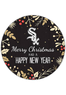 Chicago White Sox Merry Christmas and New Year Circle Sign - Black