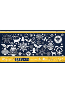 Milwaukee Brewers Merry and Bright Sign - Navy Blue