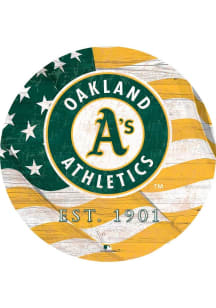 Oakland Athletics Team Color Flag 12 Inch Circle Sign - Green