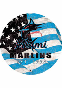 Miami Marlins Team Color Flag 12 Inch Circle Sign - Blue