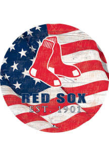 Boston Red Sox Team Color Flag 12 Inch Circle Sign - Red