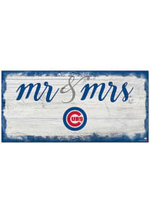Chicago Cubs Script Mr and Mrs Sign - Blue
