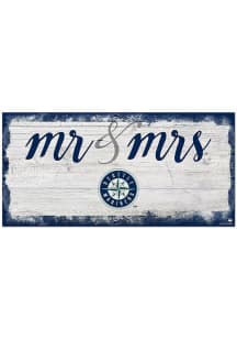 Seattle Mariners Script Mr and Mrs Sign - Navy Blue