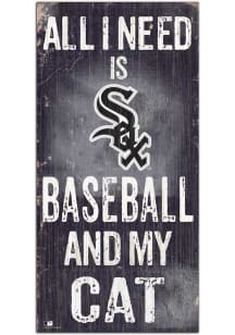 Chicago White Sox Baseball and My Cat Sign - Black