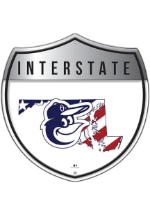 Baltimore Orioles 12 Inch Patriotic Interstate Metal Sign - Orange