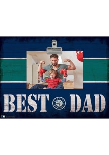 Seattle Mariners Best Dad Striped Clip Picture Frame - Navy Blue