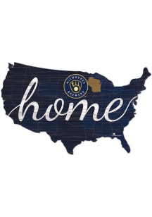 Milwaukee Brewers USA Shape Cutout Sign - Navy Blue