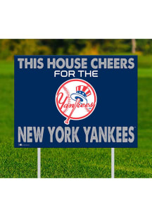New York Yankees This House Cheers For Yard Sign - Blue