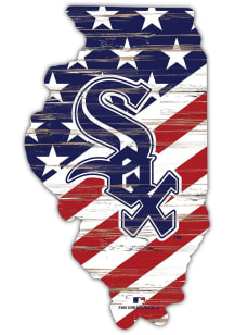 Chicago White Sox 12 Inch USA State Cutout Sign - Black