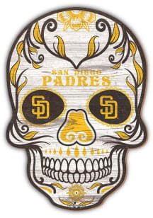 San Diego Padres 12 Inch Sugar Skull Sign - Brown