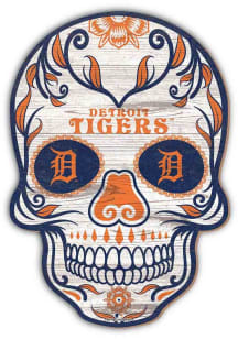 Detroit Tigers 12 Inch Sugar Skull Sign - Navy Blue