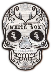 Chicago White Sox 12 Inch Sugar Skull Sign - Black
