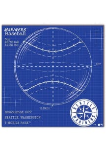 Seattle Mariners Ball Blueprint Sign - Navy Blue