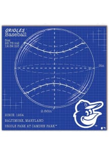 Baltimore Orioles Ball Blueprint Sign - Orange