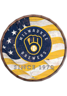 Milwaukee Brewers Flag 16 Inch Barrel Top Sign - Navy Blue