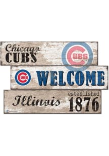 Chicago Cubs Welcome 3 Plank Sign - Blue