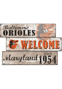 Baltimore Orioles Welcome 3 Plank Sign - Orange
