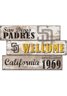 San Diego Padres Welcome 3 Plank Sign - Brown