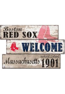 Boston Red Sox Welcome 3 Plank Sign - Red