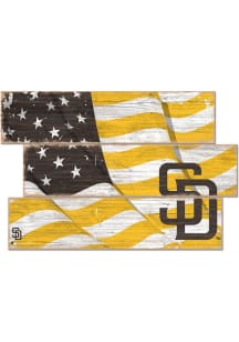 San Diego Padres Flag 3 Plank Sign - Brown