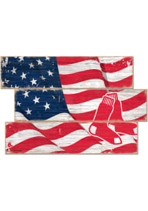 Boston Red Sox Flag 3 Plank Sign - Red