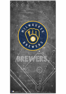 Milwaukee Brewers Chalk Playbook Sign - Navy Blue