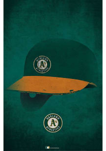 Oakland Athletics Ghost Helmet 17x26 Sign - Green