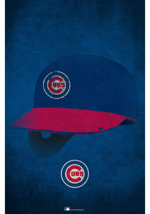 Chicago Cubs Ghost Helmet 17x26 Sign - Blue