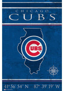 Chicago Cubs Coordinates 17x26 Sign - Blue