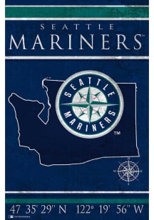 Seattle Mariners Coordinates 17x26 Sign - Navy Blue