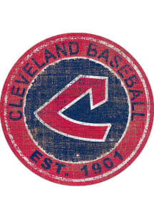 Cleveland Guardians Round Heritage Logo Sign - Red