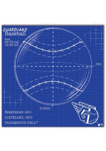 Cleveland Guardians Ball Blueprint Sign - Red