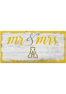 Appalachian State Mountaineers Script Mr and Mrs Sign - Black