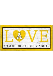 Appalachian State Mountaineers Love 6x12 Sign - Black