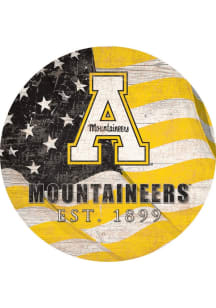 Appalachian State Mountaineers Team Color Flag 12 Inch Circle Sign - Black