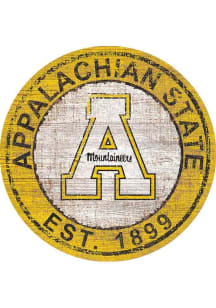 Appalachian State Mountaineers Round Heritage Logo Sign - Black