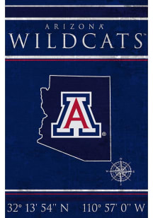 Arizona Wildcats Coordinates 17x26 Sign - Blue